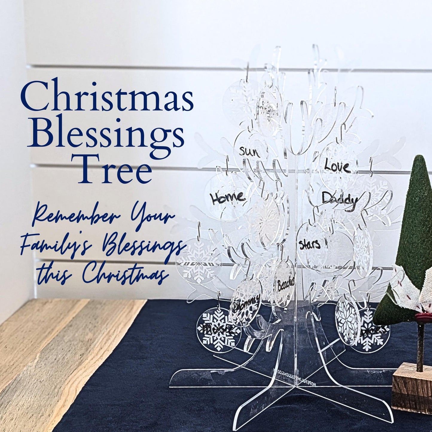 Christmas Blessings Tree Set: Snowflake Ornaments & Winter Tree